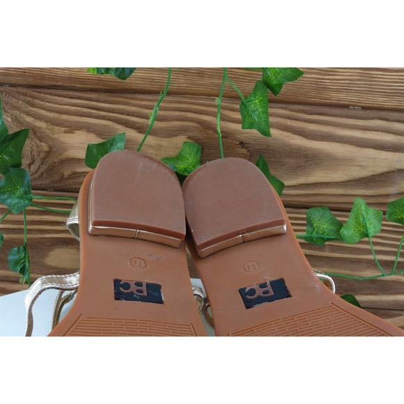 BC Sz 10 M Gold Strappy Synthetic Women Sandals - Picture 9 of 10